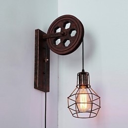 Industriell Retro Iron Vägglampa Creative Personality Lift Pulley Vägglampa