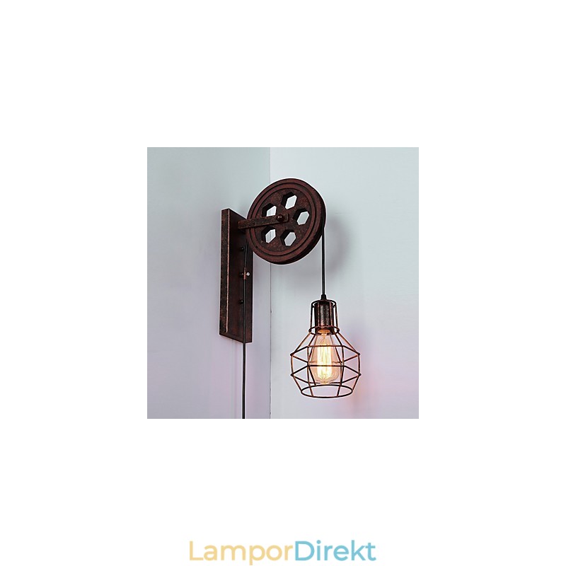 Industriell Retro Iron Vägglampa Creative Personality Lift Pulley Vägglampa