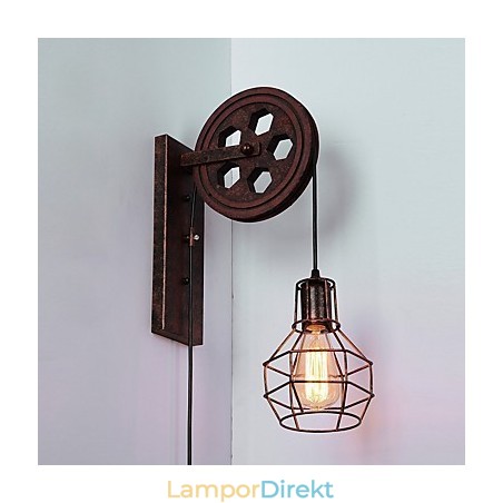 Industriell Retro Iron Vägglampa Creative Personality Lift Pulley Vägglampa Industriell Retro Iron Vägglampa Creative Personality Lift Pulley Vägglampa