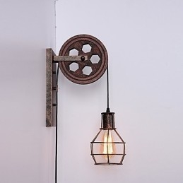 Industriell Retro Iron Vägglampa Creative Personality Lift Pulley Vägglampa