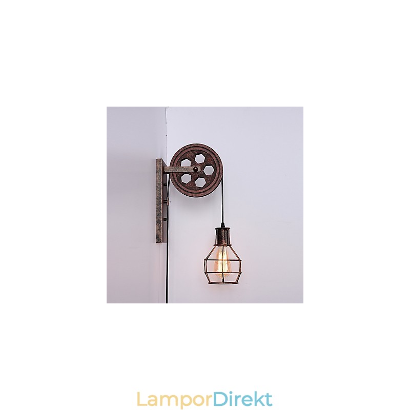 Industriell Retro Iron Vägglampa Creative Personality Lift Pulley Vägglampa