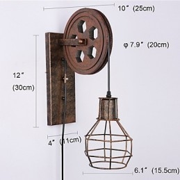 Industriell Retro Iron Vägglampa Creative Personality Lift Pulley Vägglampa