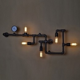 Loft Industriella Vägglampor Antika Edison Vägglampor Med Glödlampor Vintage Pipe Vägglampa För Vardagsrumsbelysning