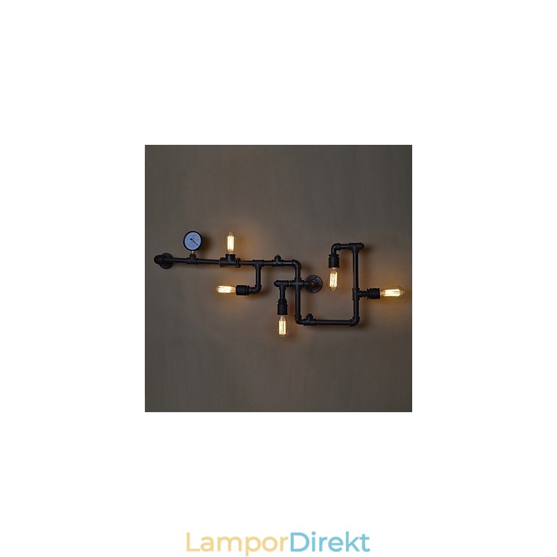 Loft Industriella Vägglampor Antika Edison Vägglampor Med Glödlampor Vintage Pipe Vägglampa För Vardagsrumsbelysning