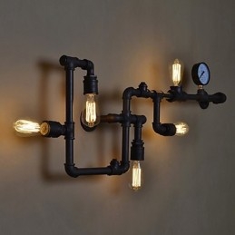 Loft Industriella Vägglampor Antika Edison Vägglampor Med Glödlampor Vintage Pipe Vägglampa För Vardagsrumsbelysning