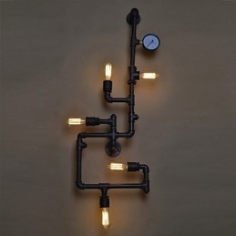 Loft Industriella Vägglampor Antika Edison Vägglampor Med Glödlampor Vintage Pipe Vägglampa För Vardagsrumsbelysning