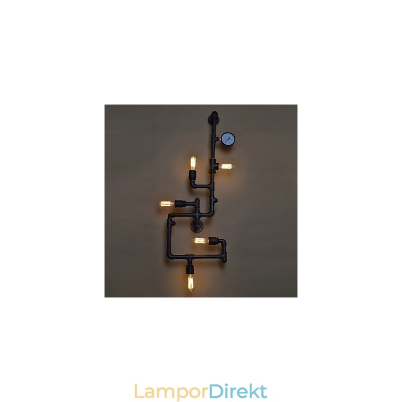 Loft Industriella Vägglampor Antika Edison Vägglampor Med Glödlampor Vintage Pipe Vägglampa För Vardagsrumsbelysning