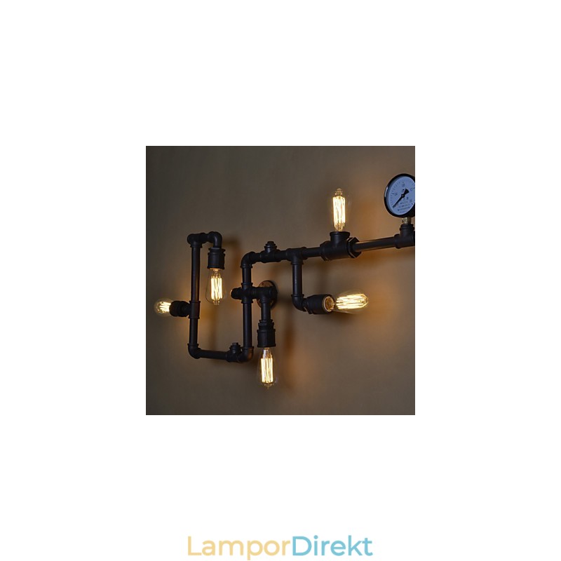 Loft Industriella Vägglampor Antika Edison Vägglampor Med Glödlampor Vintage Pipe Vägglampa För Vardagsrumsbelysning