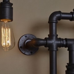 Loft Industriella Vägglampor Antika Edison Vägglampor Med Glödlampor Vintage Pipe Vägglampa För Vardagsrumsbelysning