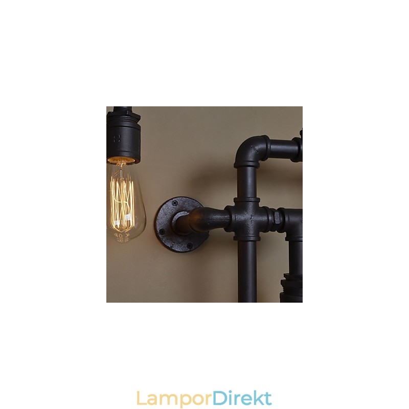 Loft Industriella Vägglampor Antika Edison Vägglampor Med Glödlampor Vintage Pipe Vägglampa För Vardagsrumsbelysning