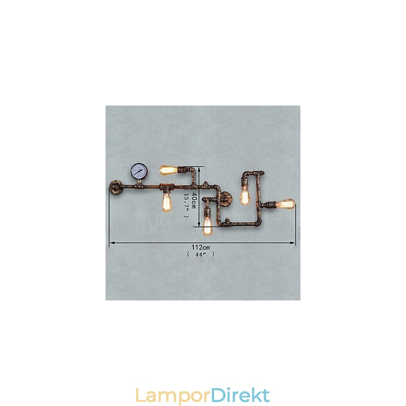 Loft Industriella Vägglampor Antika Edison Vägglampor Med Glödlampor Vintage Pipe Vägglampa För Vardagsrumsbelysning