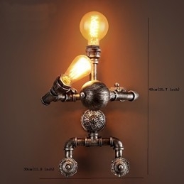 Loft Vattenrör Vägglampor Retro Industriell Stil Kreativ Robot Design Metall Restaurang Café Barer Bar Bord Vägglampor