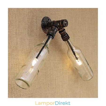 Retro American Village Creative Industry Wind Designer Vattenflaska Vägglampa Vägg Ljusblå Transparent Retro American Village Creative Industry Wind Designer Vattenflaska Vägglampa Vägg Ljusblå Transparent