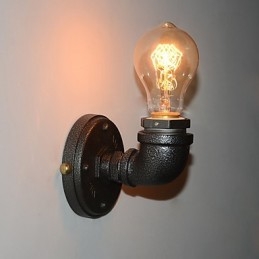 Enkel Retro Industrial Iron Pipe Dekorativ Vägglampa Väggarmatur