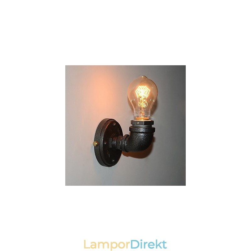 Enkel Retro Industrial Iron Pipe Dekorativ Vägglampa Väggarmatur