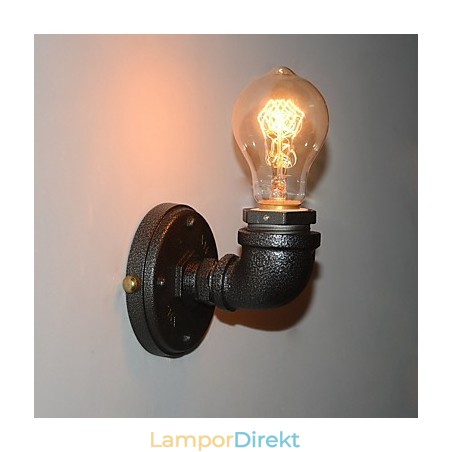 Enkel Retro Industrial Iron Pipe Dekorativ Vägglampa Väggarmatur Enkel Retro Industrial Iron Pipe Dekorativ Vägglampa Väggarmatur