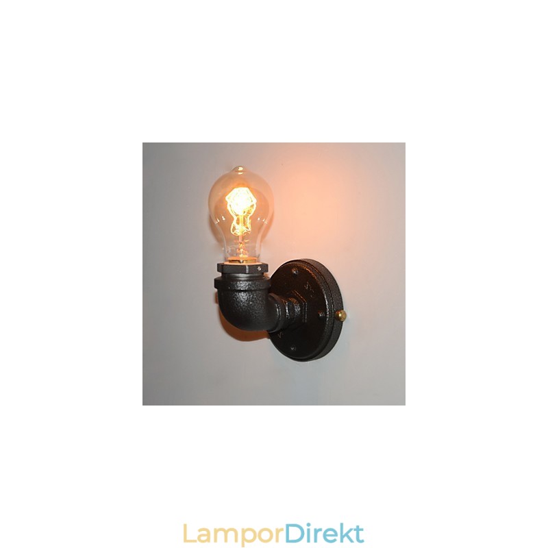 Enkel Retro Industrial Iron Pipe Dekorativ Vägglampa Väggarmatur