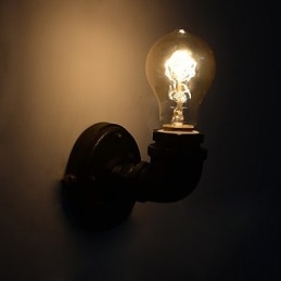 Enkel Retro Industrial Iron Pipe Dekorativ Vägglampa Väggarmatur