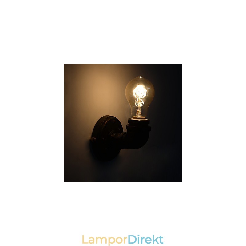Enkel Retro Industrial Iron Pipe Dekorativ Vägglampa Väggarmatur
