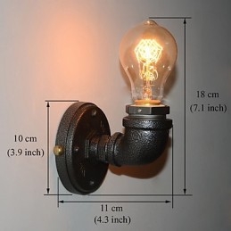 Enkel Retro Industrial Iron Pipe Dekorativ Vägglampa Väggarmatur