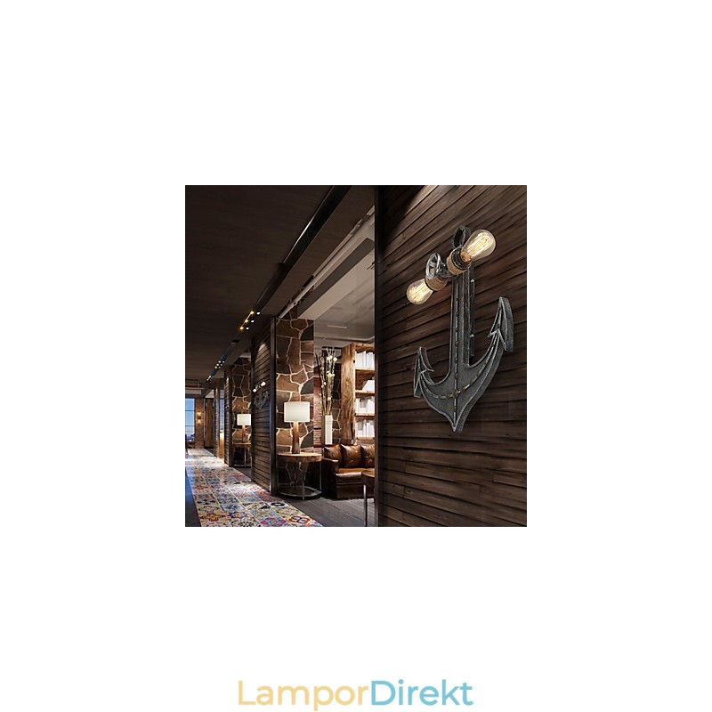 Vintage Industriella Vägglampor Trä Båt Ankare Form Kreativ Restaurang Café Bar Dekoration Belysning