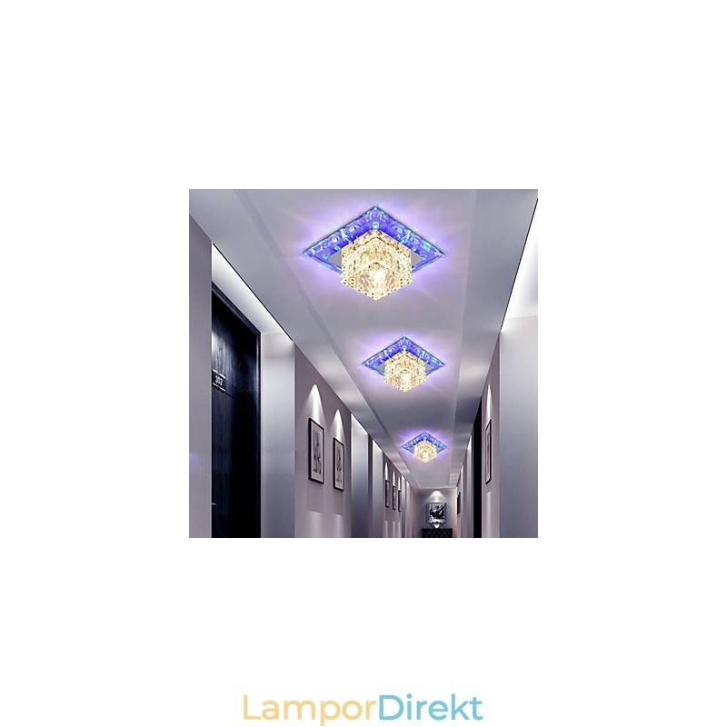 Mini Kristall Taklampa Spotlight 3W Creative Lamprör Ljus Färgglad Färg Fyrkantig Kupolljus