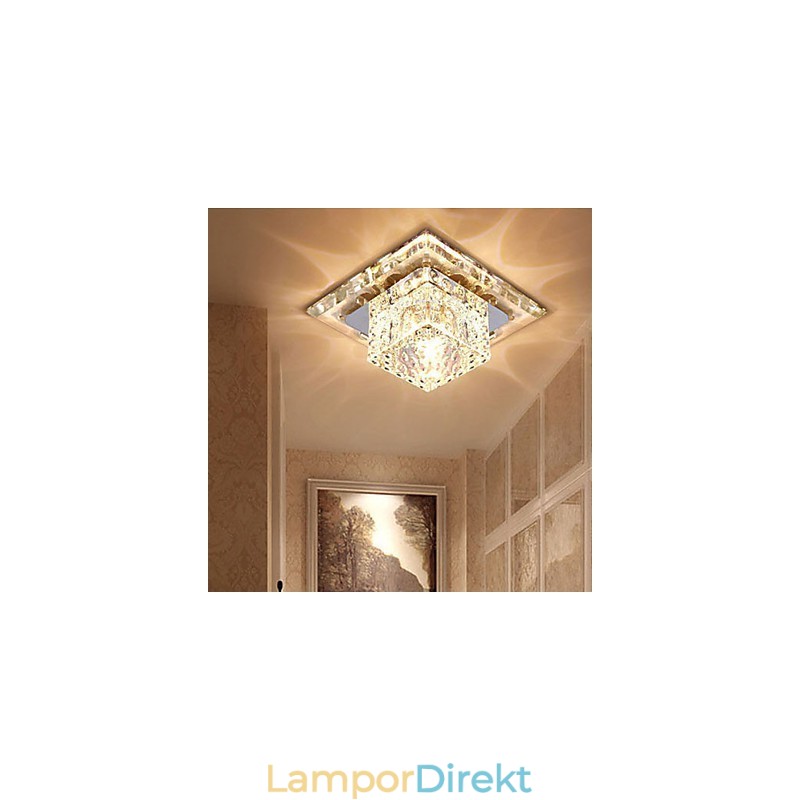 Mini Kristall Taklampa Spotlight 3W Creative Lamprör Ljus Färgglad Färg Fyrkantig Kupolljus