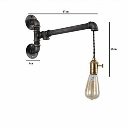 Vintage Industrial Pipe Vägglampor Med Strömbrytare Creative Lights Restaurang Cafe Bar Dekorationsbelysning Med 1 Ljus Målad Finish