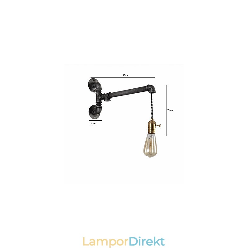 Vintage Industrial Pipe Vägglampor Med Strömbrytare Creative Lights Restaurang Cafe Bar Dekorationsbelysning Med 1 Ljus Målad Finish