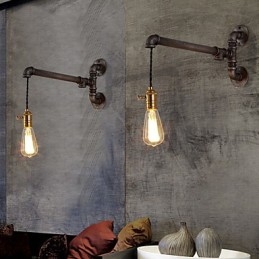 Vintage Industrial Pipe Vägglampor Med Strömbrytare Creative Lights Restaurang Cafe Bar Dekorationsbelysning Med 1 Ljus Målad Finish