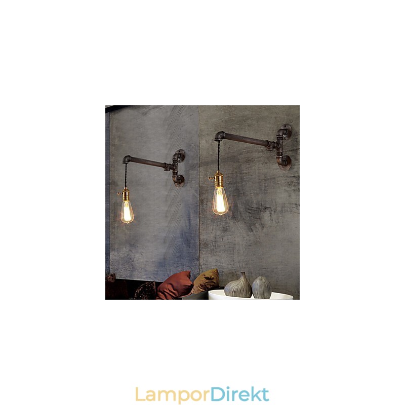 Vintage Industrial Pipe Vägglampor Med Strömbrytare Creative Lights Restaurang Cafe Bar Dekorationsbelysning Med 1 Ljus Målad Finish