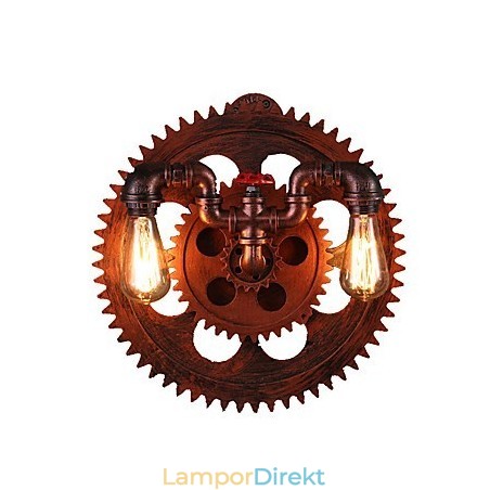 2 Heads Vintage Industriella Vägglampor Trä Gear Shape Lights Restaurang Cafe Bar Dekoration Wall Sconces 2 Heads Vintage Industriella Vägglampor Trä Gear Shape Lights Restaurang Cafe Bar Dekoration Wall Sconces