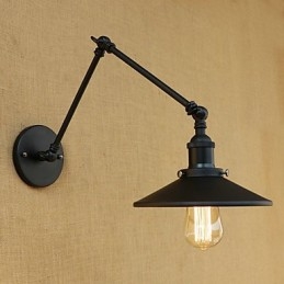 Rustik Lodge Country Retro Målning Funktion För Mini Style Swing Arm Vägglampa