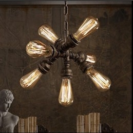 American Industrial Water Pipe Retro Stil Wind 7 Light Pendant Ljuskrona