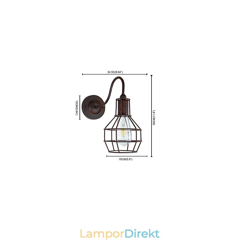 Vägglampa Vägglampor Vägg Rostfärgad Retro Vägglampa