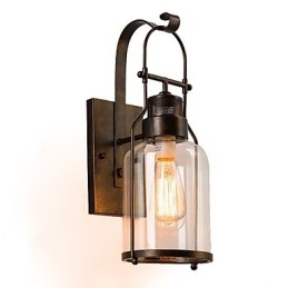Retro Industriell Loftlykta 1 Ljus Vägglampa Med Klart Glas