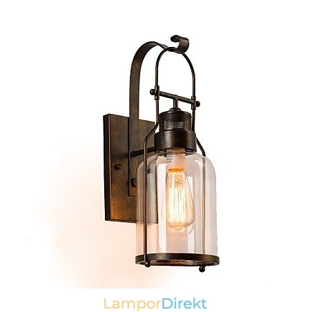 Retro Industriell Loftlykta 1 Ljus Vägglampa Med Klart Glas Retro Industriell Loftlykta 1 Ljus Vägglampa Med Klart Glas