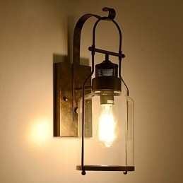 Retro Industriell Loftlykta 1 Ljus Vägglampa Med Klart Glas