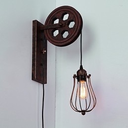 Industriell Retro Iron Vägglampa Creative Personality Lift Pulley Vägglampa