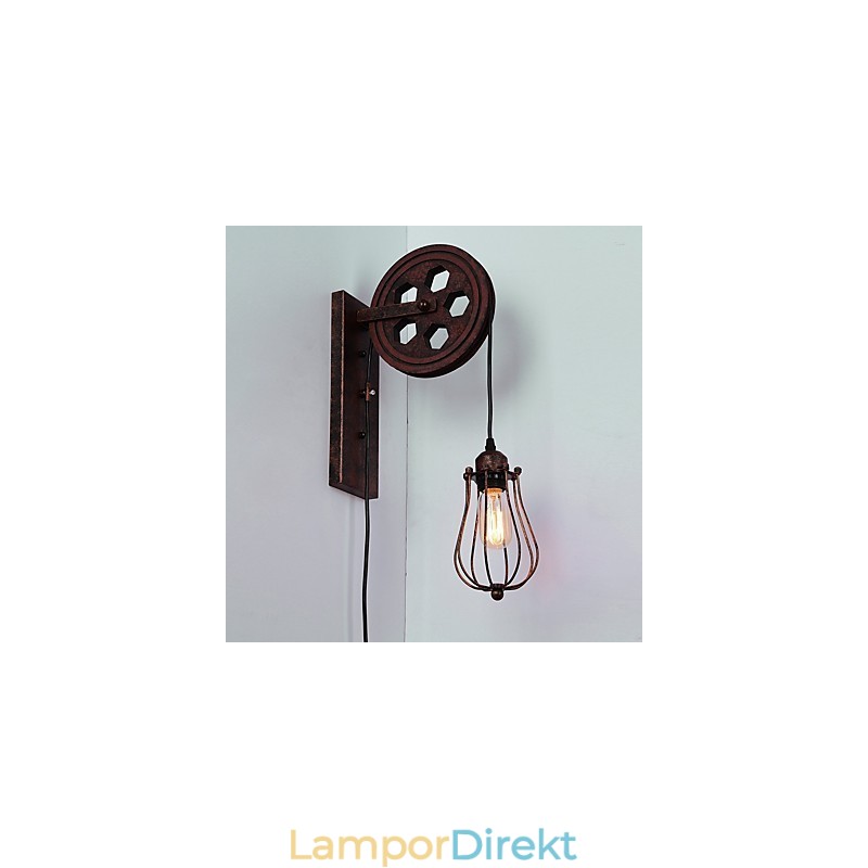 Industriell Retro Iron Vägglampa Creative Personality Lift Pulley Vägglampa