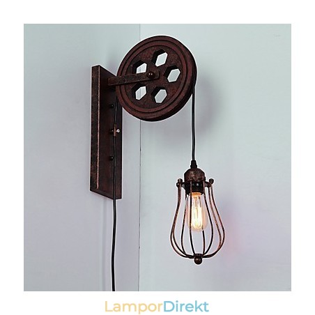 Industriell Retro Iron Vägglampa Creative Personality Lift Pulley Vägglampa Industriell Retro Iron Vägglampa Creative Personality Lift Pulley Vägglampa
