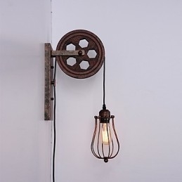 Industriell Retro Iron Vägglampa Creative Personality Lift Pulley Vägglampa