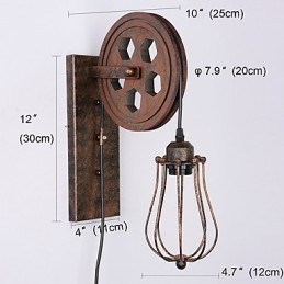 Industriell Retro Iron Vägglampa Creative Personality Lift Pulley Vägglampa