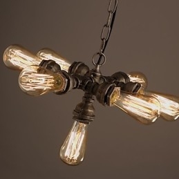 American Industrial Water Pipe Retro Stil Wind 7 Light Pendant Ljuskrona