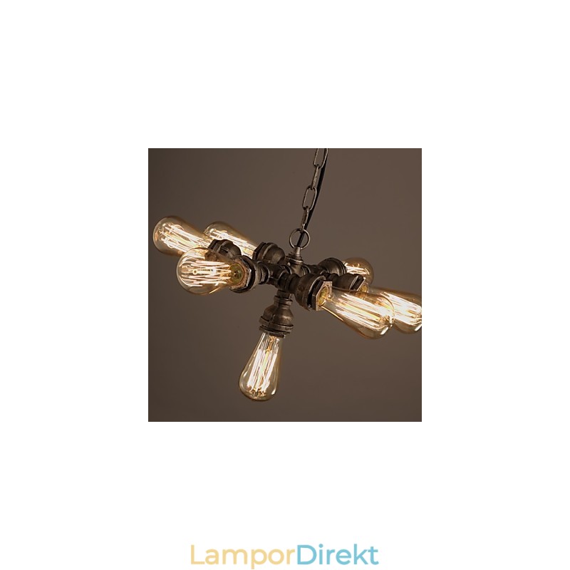 American Industrial Water Pipe Retro Stil Wind 7 Light Pendant Ljuskrona