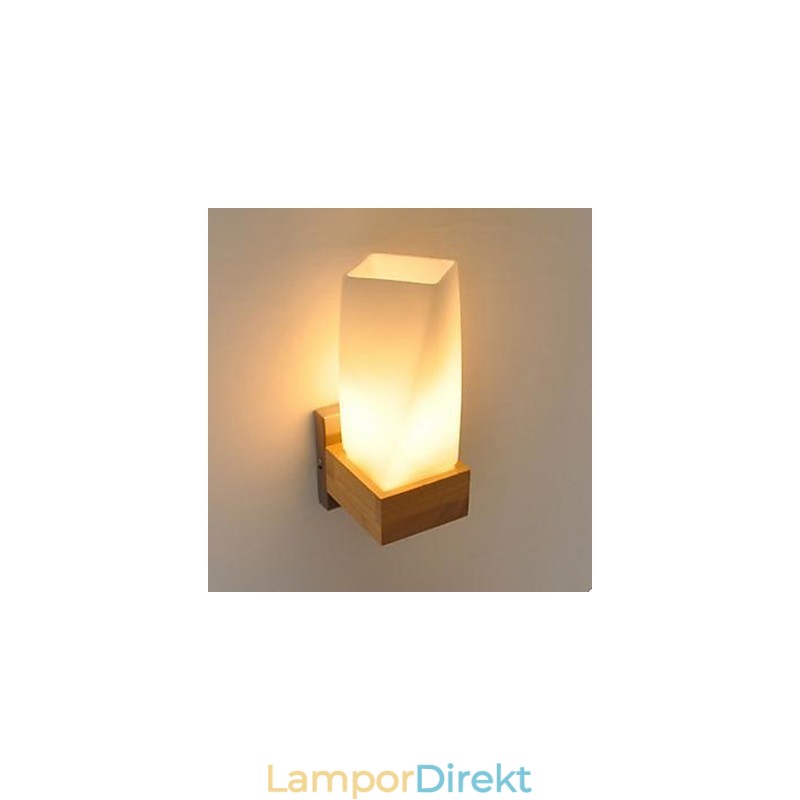 Enkelhet Nordisk Träkonst Vardagsrum Korridor Balkong Glas Massivt Trä Vägglampa I Sovrummet Huvudet På En Säng