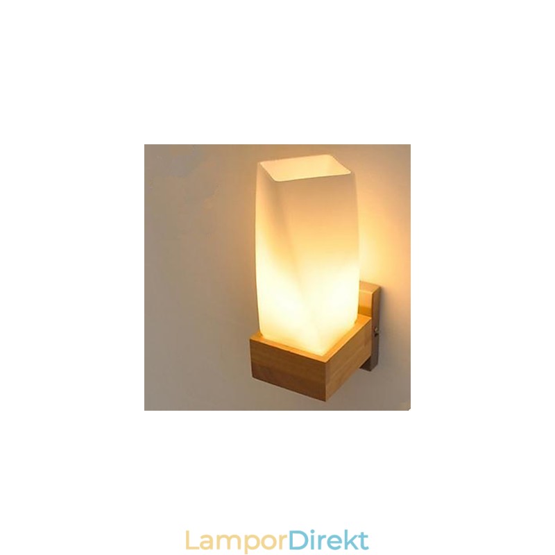 Enkelhet Nordisk Träkonst Vardagsrum Korridor Balkong Glas Massivt Trä Vägglampa I Sovrummet Huvudet På En Säng