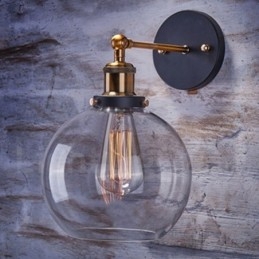 1 Ljus Rustik Lodge Sovrum Vägglampa Med Glasskärm
