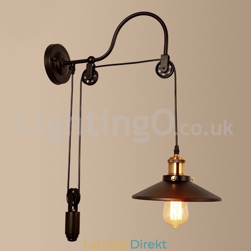 Retro Infällda Vägglampor Aisle Bar Cafe Sovrum Study Loft Pulley Vägglampa