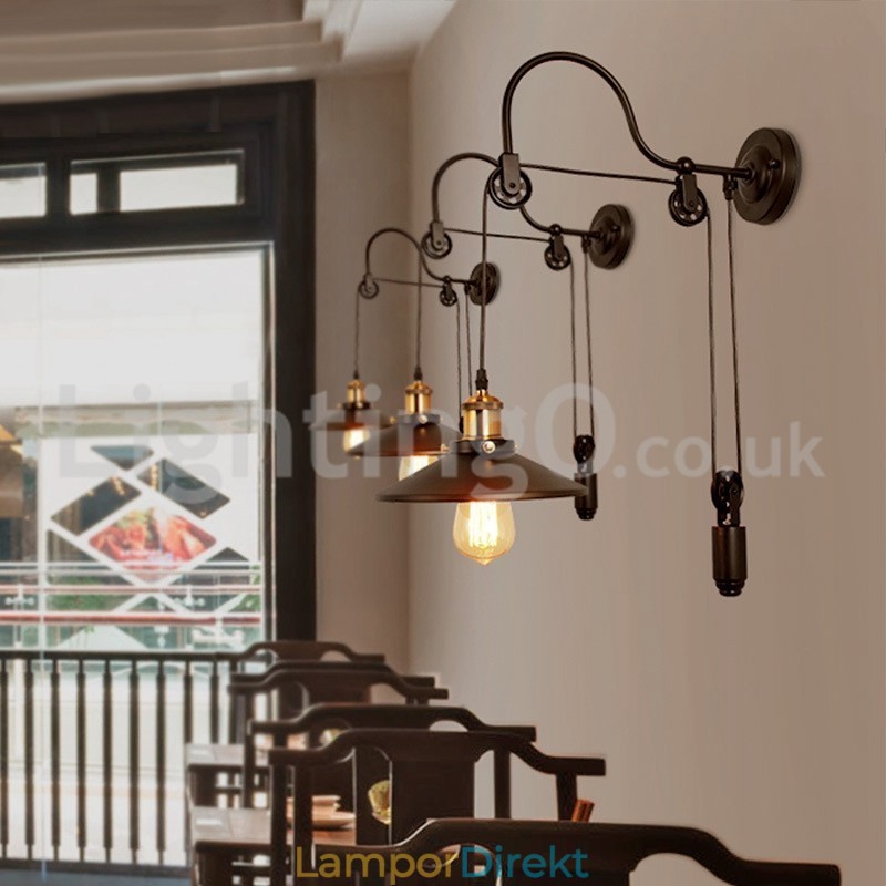Retro Infällda Vägglampor Aisle Bar Cafe Sovrum Study Loft Pulley Vägglampa